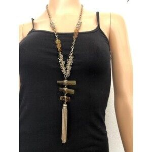 Chico’s Faux Amber Tassel Necklace